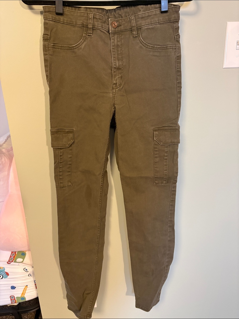 Olive Green Cargo Skinny Pants